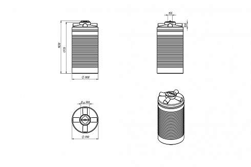 Емкость вертикальная T ЭВЛ-1000 литров в  Рязани. Фото, описание